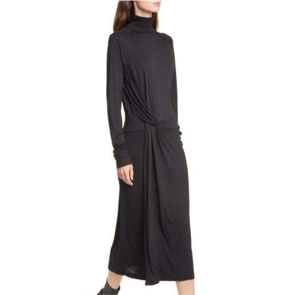 Rag & Bone NWT Black Draped Shaw Midi Dress- Size XXS - Picture 2 of 11